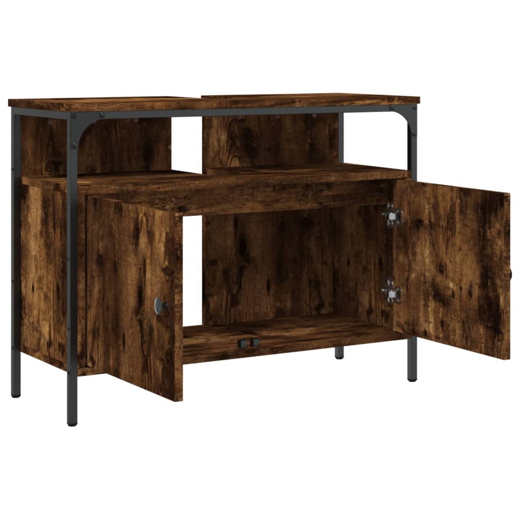Lavandino per bagno in quercia fumo 60x30x60 cm