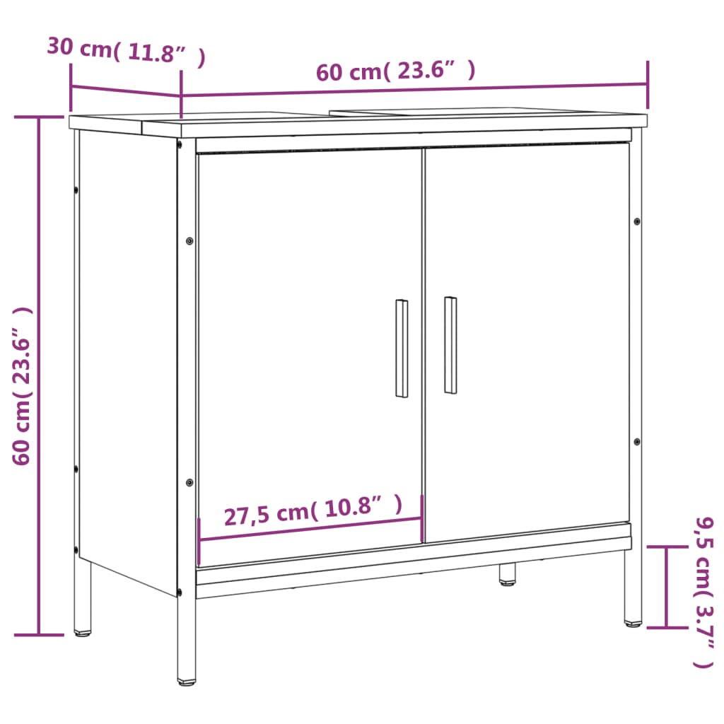 Armadio del bagno Oak marrone 60x30x60 cm