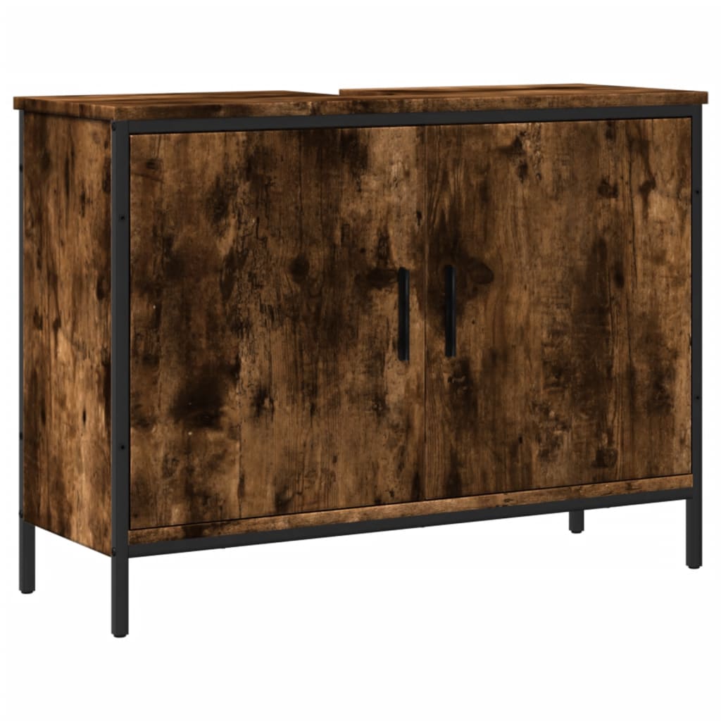 Lavandino da bagno in quercia affumicata 80x30x60 cm