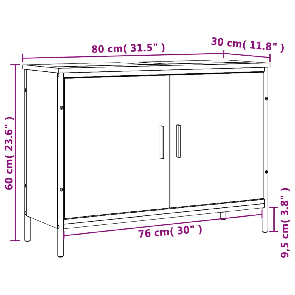 Sonoma Grey Bathnit Borse Borse Armadio 80x30x60 cm