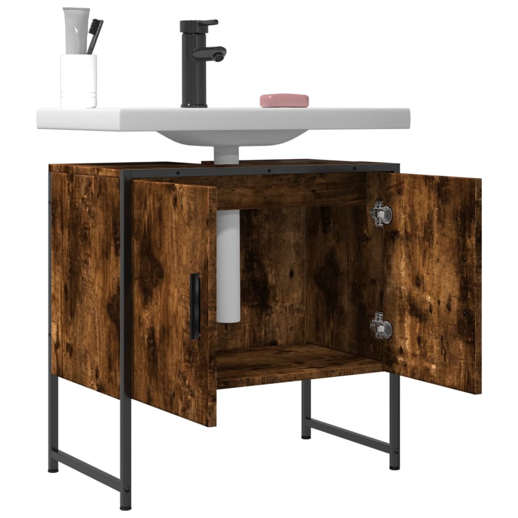 Lavandino per bagno in quercia fumo 60x33x60 cm