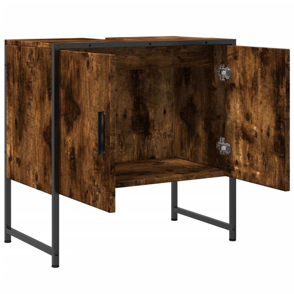 Lavandino per bagno in quercia fumo 60x33x60 cm