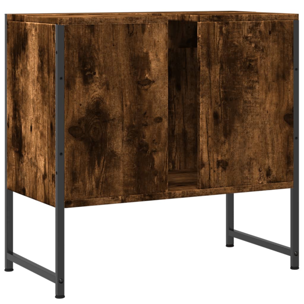 Lavandino per bagno in quercia fumo 60x33x60 cm