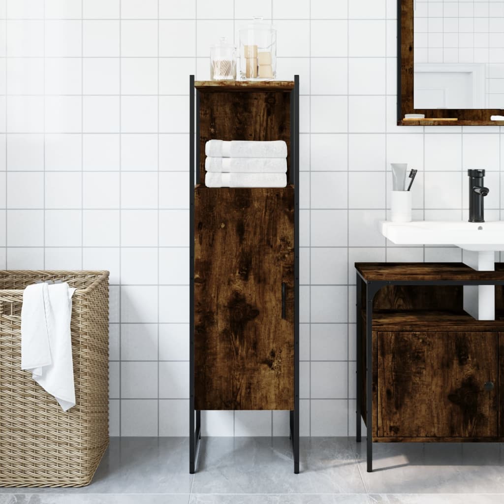 Armadio per bagno in rovere affumicato 33x33x120.5 cm