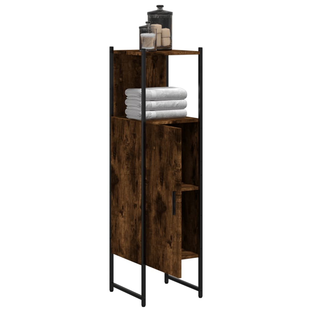 Armadio per bagno in rovere affumicato 33x33x120.5 cm
