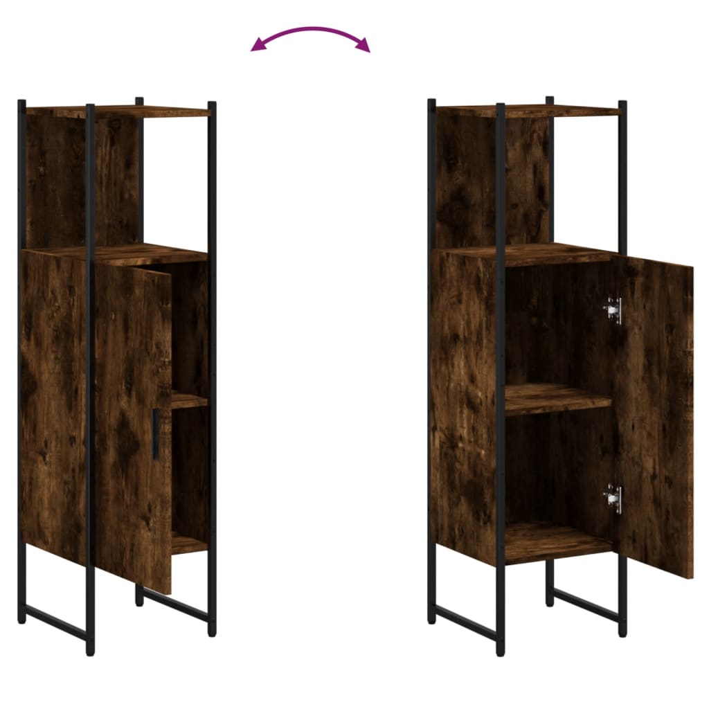 Armadio per bagno in rovere affumicato 33x33x120.5 cm
