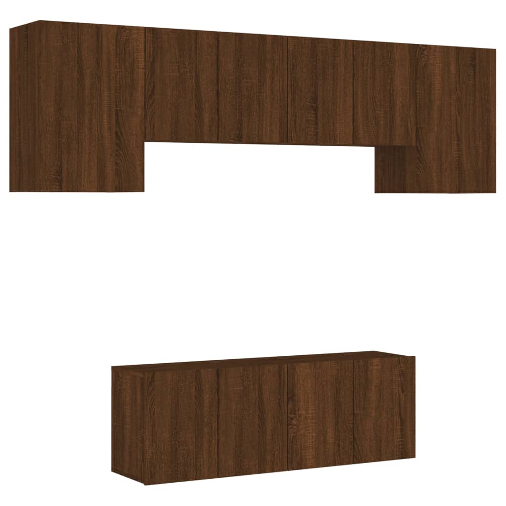 Unités murales TV 6 pcs chêne marron bois d'ingénierie