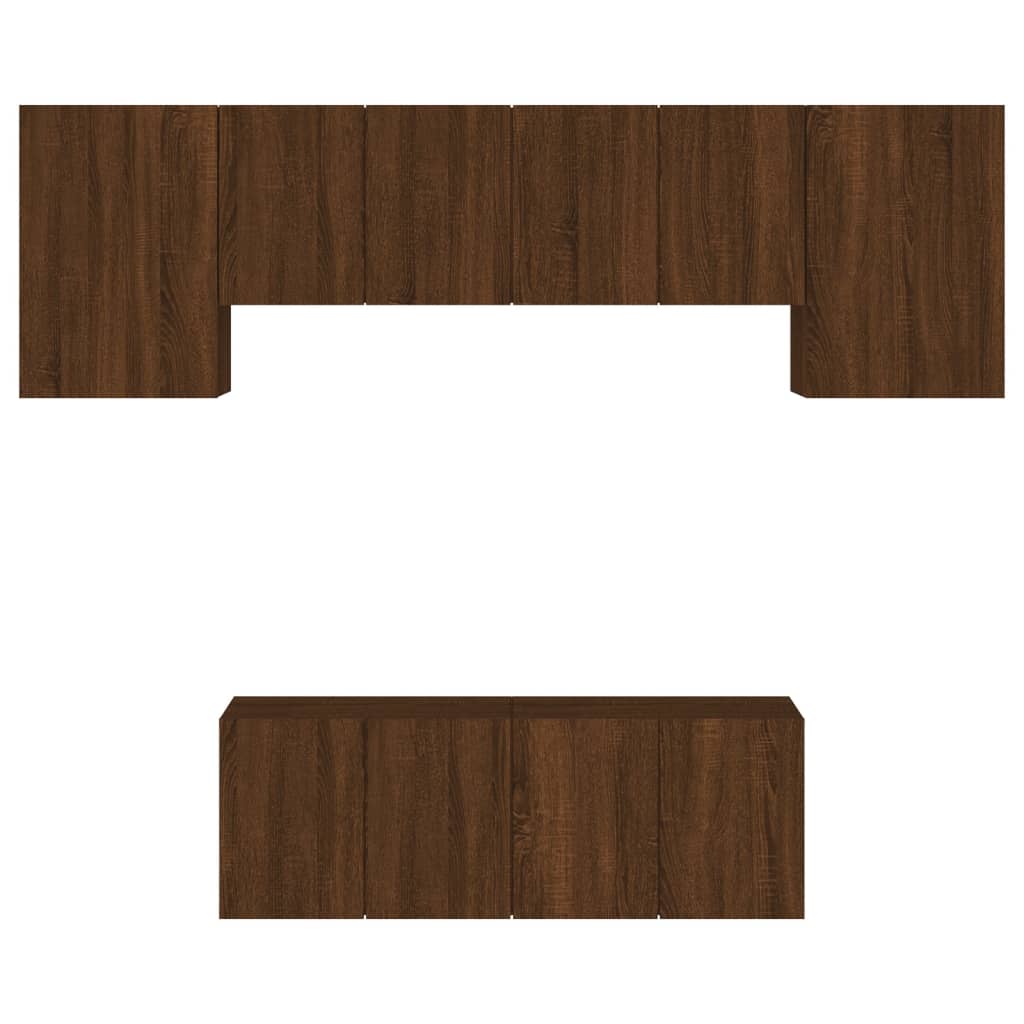 Unités murales TV 6 pcs chêne marron bois d'ingénierie