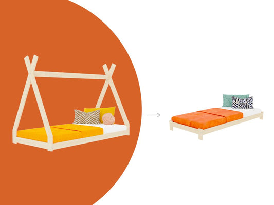 Cama tipo tenda Montessori conversível em cama de solteiro SIMPLESMENTE 2 em 1