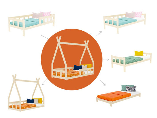 Montessori Montessorive Tipi Bed em leito de solteiro FENE 6 em 1