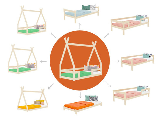 Lettino tipi Montessori trasformabile in letto singolo SAFE 9 in 1