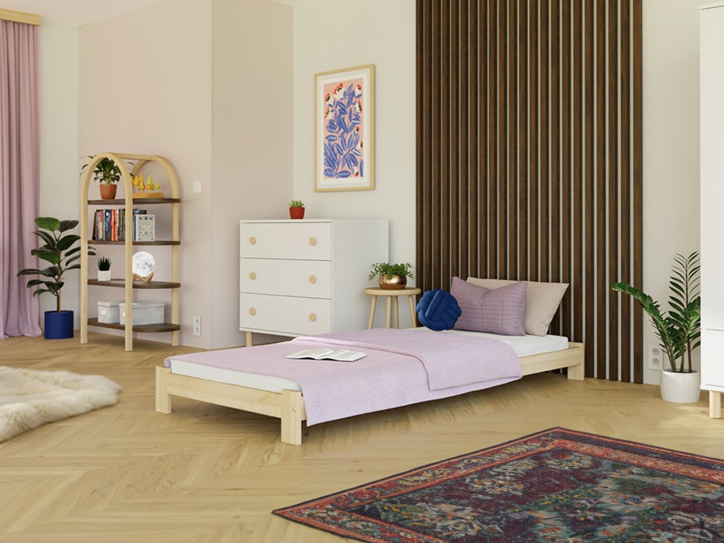 Montessori-Tipibett, umwandelbar in ein Einzelbett, EINFACH 2 in 1