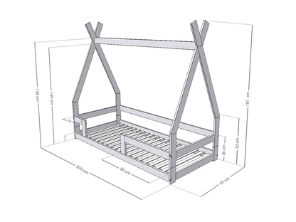 Lit tipi montessori évolutif en lit simple SAFE 9 en 1