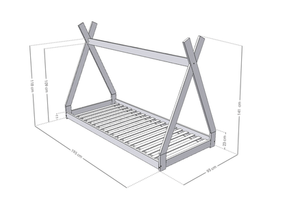 Lit tipi montessori évolutif en lit simple SIMPLY 2 en 1