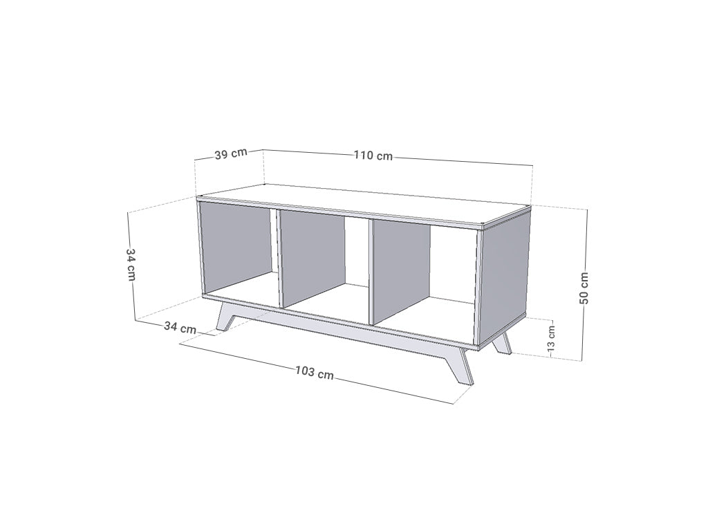 Mensola NABOKSY 1x3 in legno con gambe
