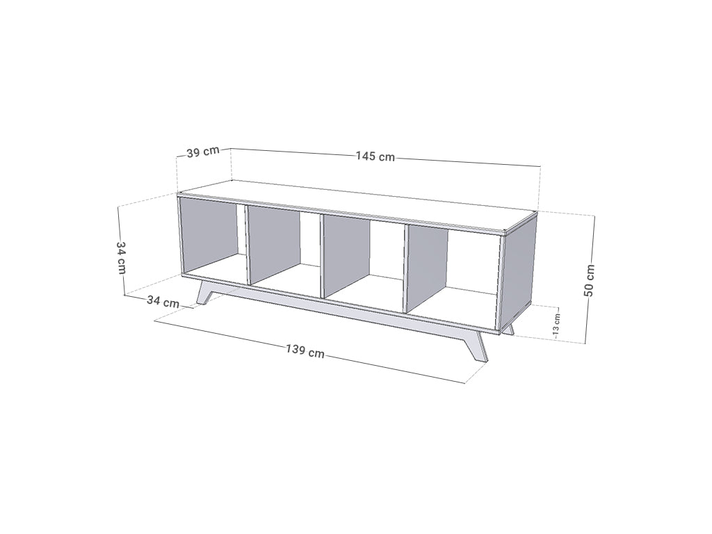 Mensola NABOKSY 1x4 in legno con gambe