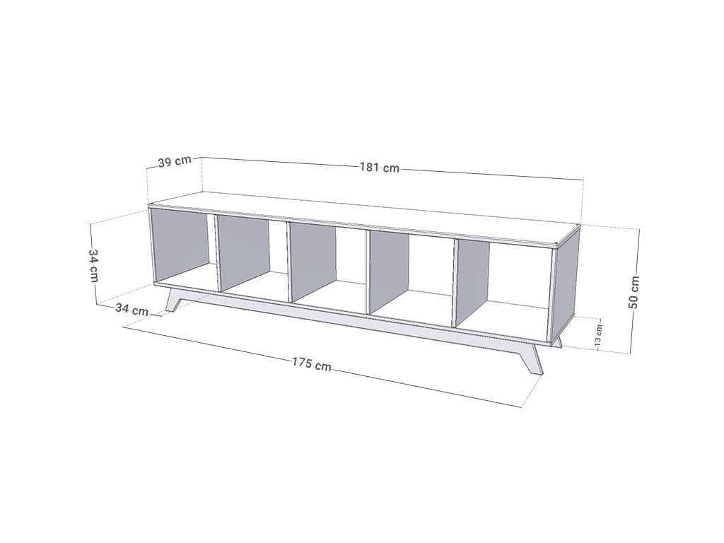Etagère en bois NABOKSY 1x5 avec pieds