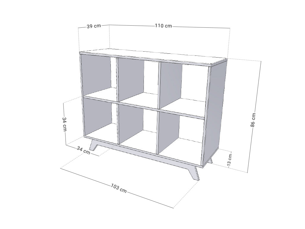 Mensola in legno NABOKSY 2x3 con gambe