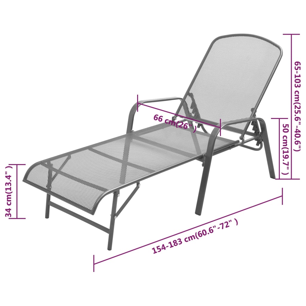 Silla larga de acero antracita