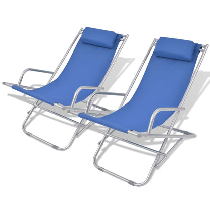 Sillas reclinables de terraza 2 pcs de acero azul