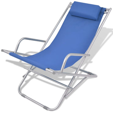 Chaises inclinables de terrasse 2 pcs Acier Bleu