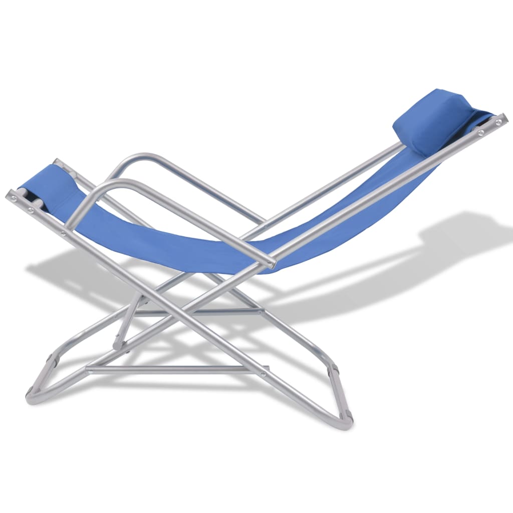 Sillas reclinables de terraza 2 pcs de acero azul