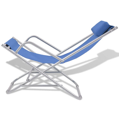 Sillas reclinables de terraza 2 pcs de acero azul
