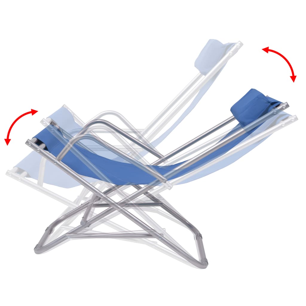 Sillas reclinables de terraza 2 pcs de acero azul