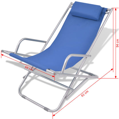 Sillas reclinables de terraza 2 pcs de acero azul
