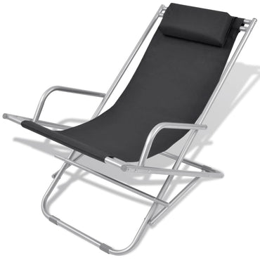 Chaises inclinables de terrasse 2 pcs Acier Noir