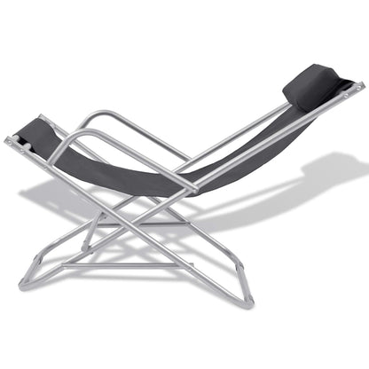 Sillas reclinables de terraza 2 pcs de acero negro