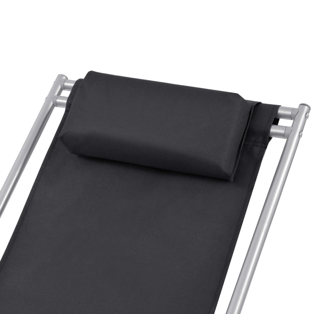 Sillas reclinables de terraza 2 pcs de acero negro