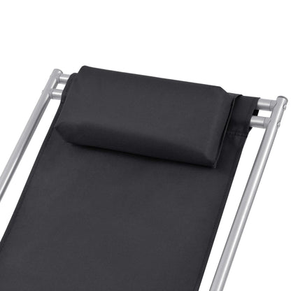 Sillas reclinables de terraza 2 pcs de acero negro