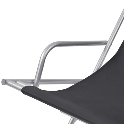 Sillas reclinables de terraza 2 pcs de acero negro