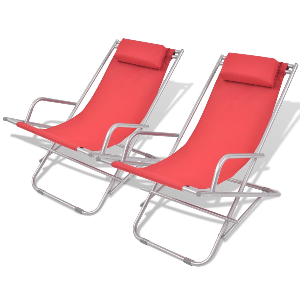 Sillas reclinables de Red Steel 2 PCS