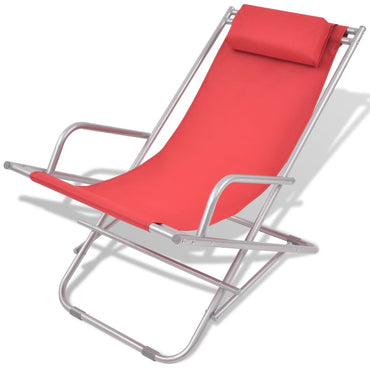 Chaises inclinables de terrasse 2 pcs Acier Rouge