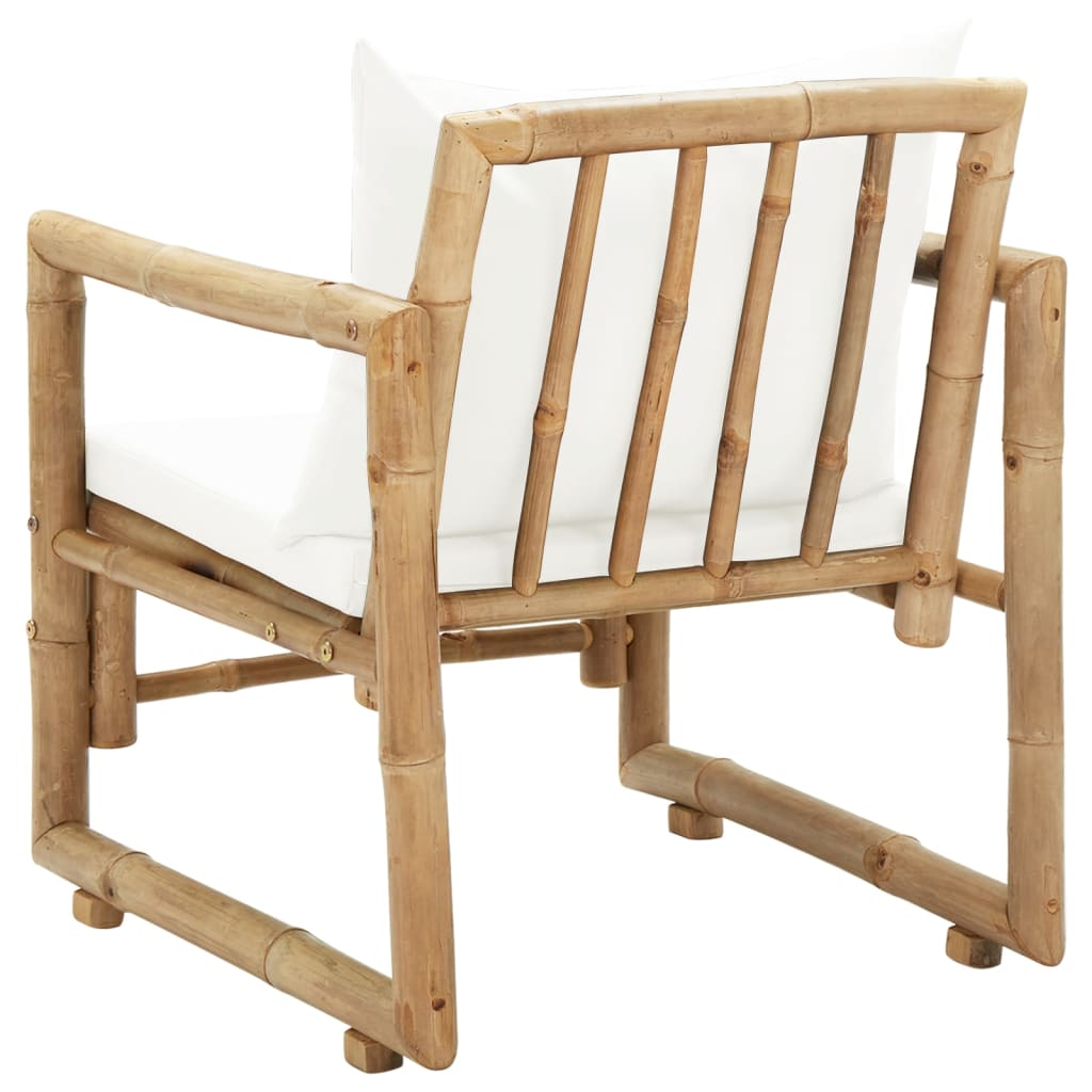 Chaises de jardin 2 pcs avec coussins et oreillers Bambou