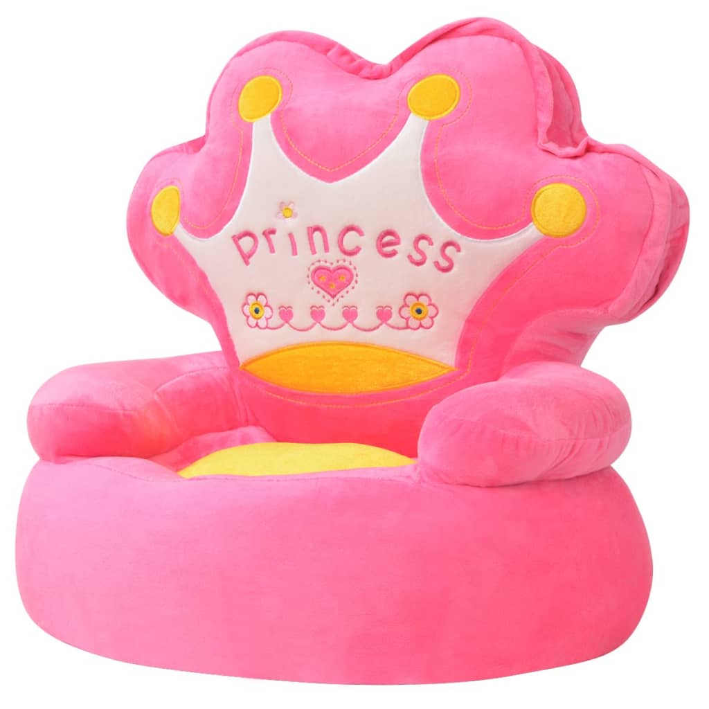 Chaise fauteuil en peluche pour enfants Princesse Rose