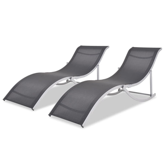 Chaises longues pliantes 2 pcs Aluminium et Textilène