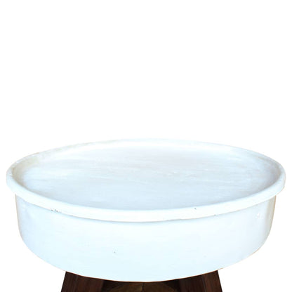 Solid recovery wood coffee table 60 x 45 cm white
