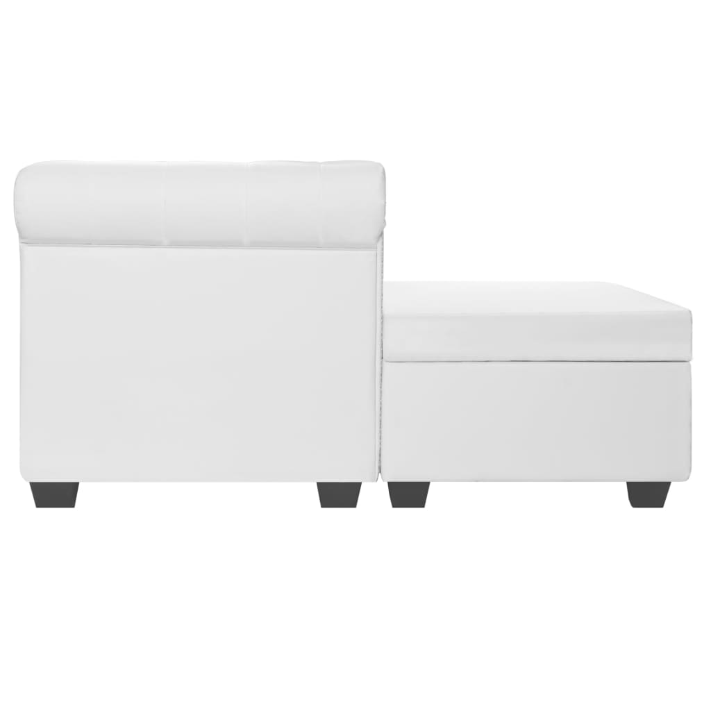 Chesterfield sofa in the shape of white synthetic leather