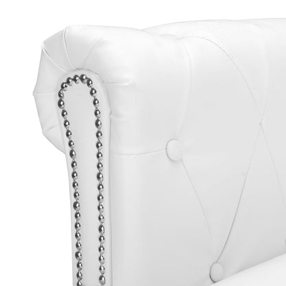 Chesterfield sofa in the shape of white synthetic leather