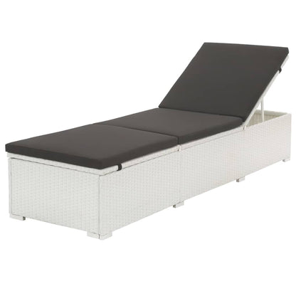 Silla larga con cojín de resina trenzado blanco