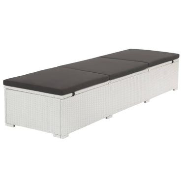 Silla larga con cojín de resina trenzado blanco