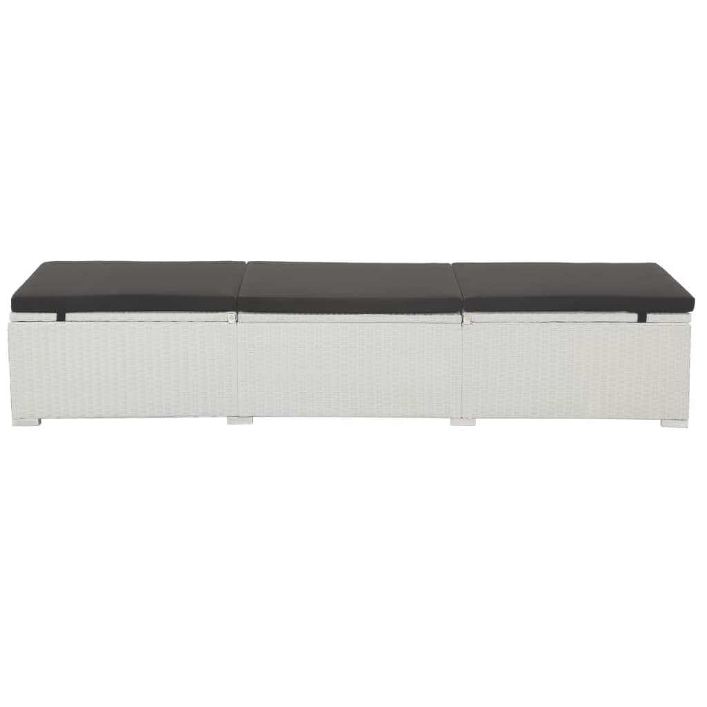 Silla larga con cojín de resina trenzado blanco