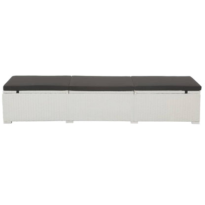 Silla larga con cojín de resina trenzado blanco