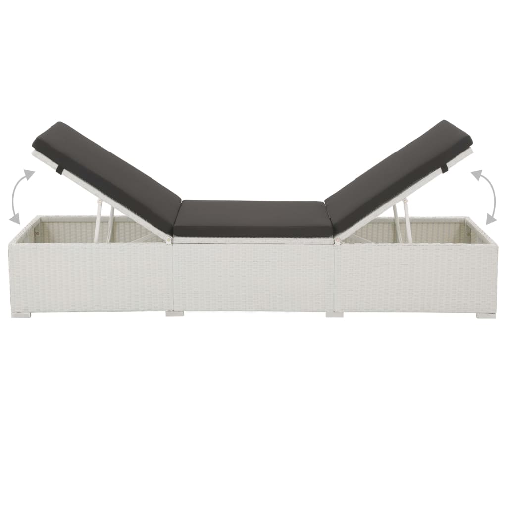 Silla larga con cojín de resina trenzado blanco