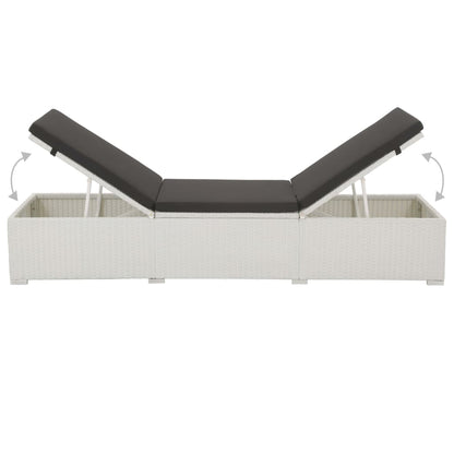 Silla larga con cojín de resina trenzado blanco