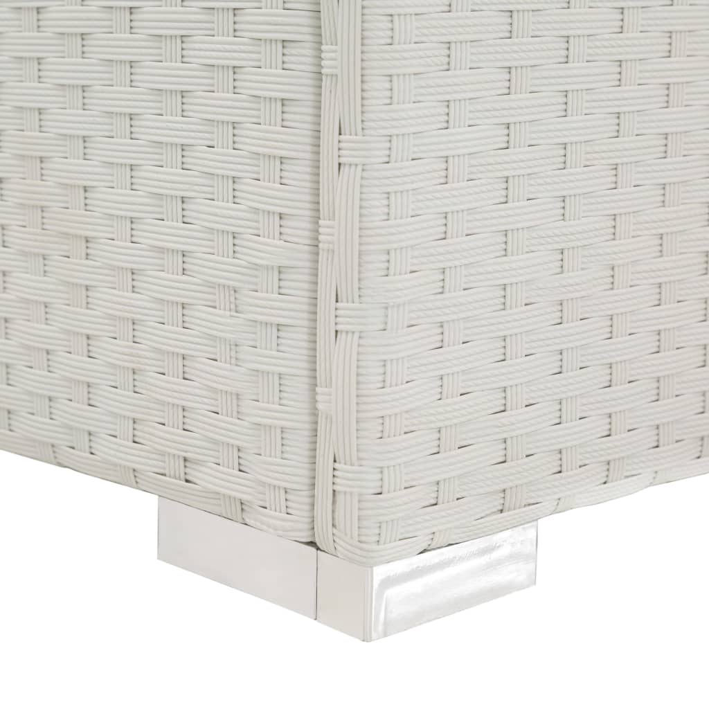 Silla larga con cojín de resina trenzado blanco