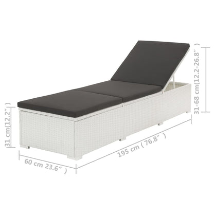 Silla larga con cojín de resina trenzado blanco